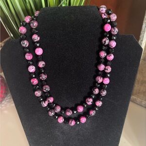 Jay King DTR Mine Finds Black Agate Fuchsia Tiger Eye Beaded 36"
